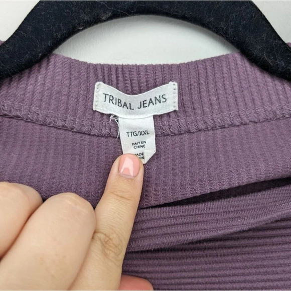 Tribal Jeans Purple Boat Turtle Neck Long Sleeve Ribbed Sweater XXL Plus Size - Picture 3 of 9